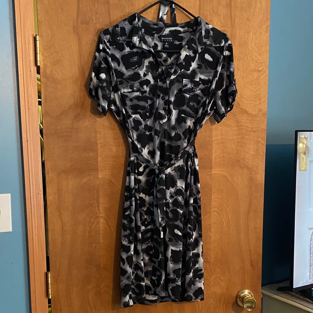 Express Black and Gray Midi Dress